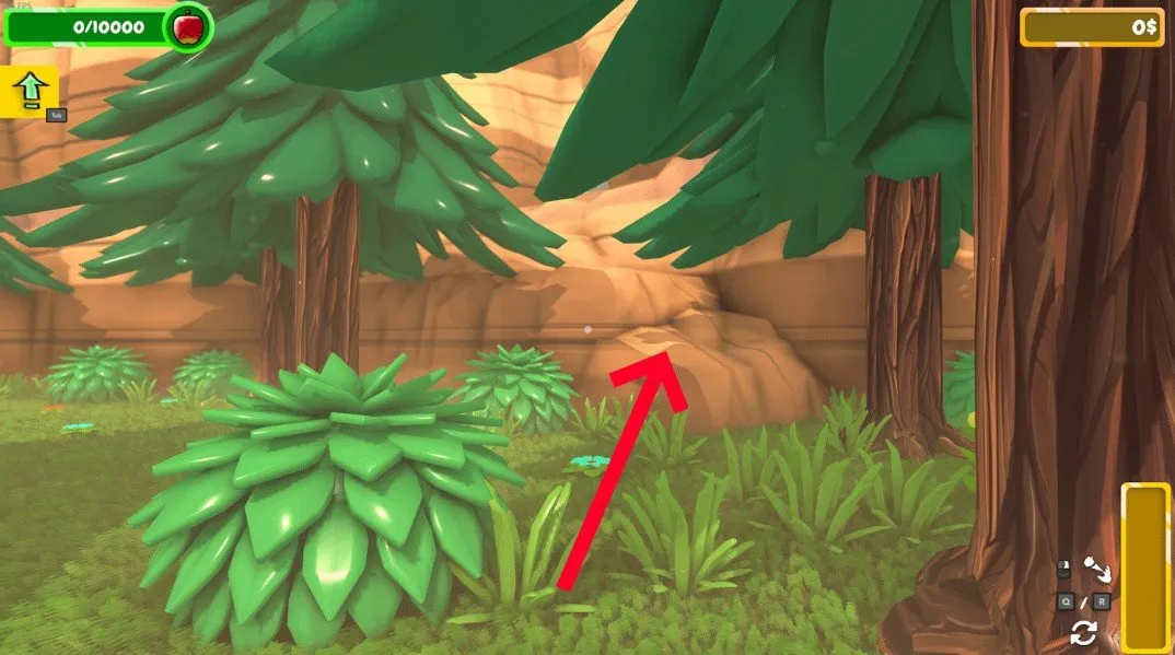 Apples Everywhere! Let's Tidy Up key behind the rock near the start
