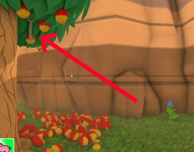 Apples Everywhere! Let's Tidy Up key hanging from the last tree