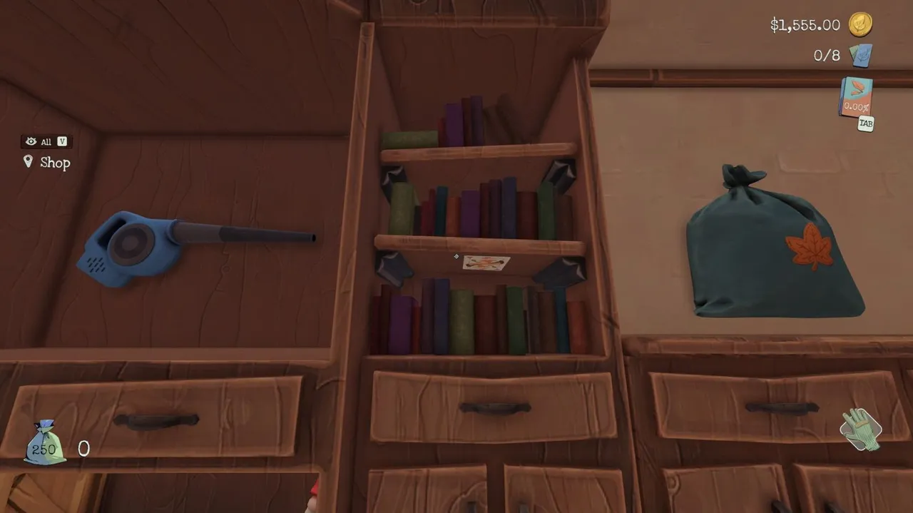 Image description: the first Castle card's location inside the Shop, showing underneath a shelf.