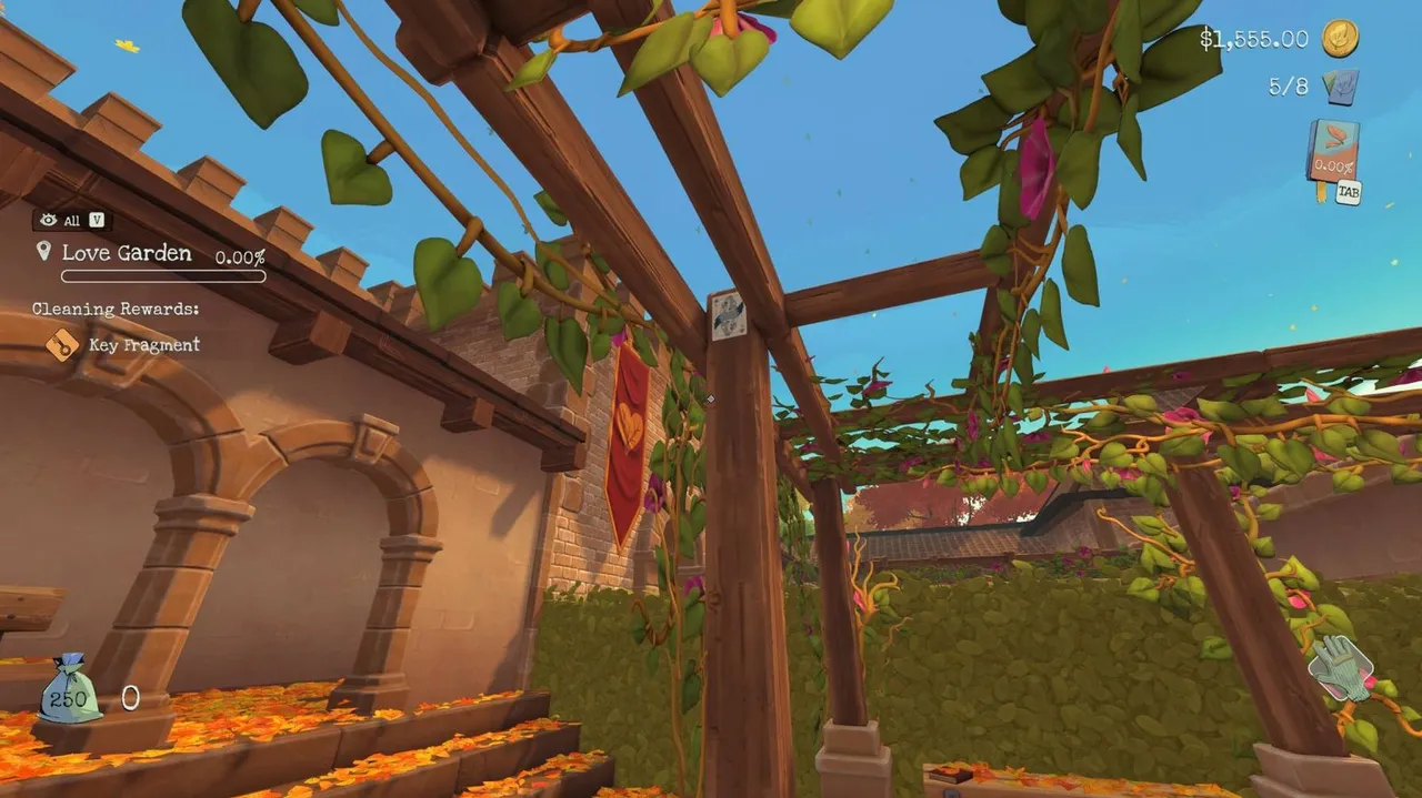 Image description: the seventh Castle card's location on a flower decoration in the Love Garden.