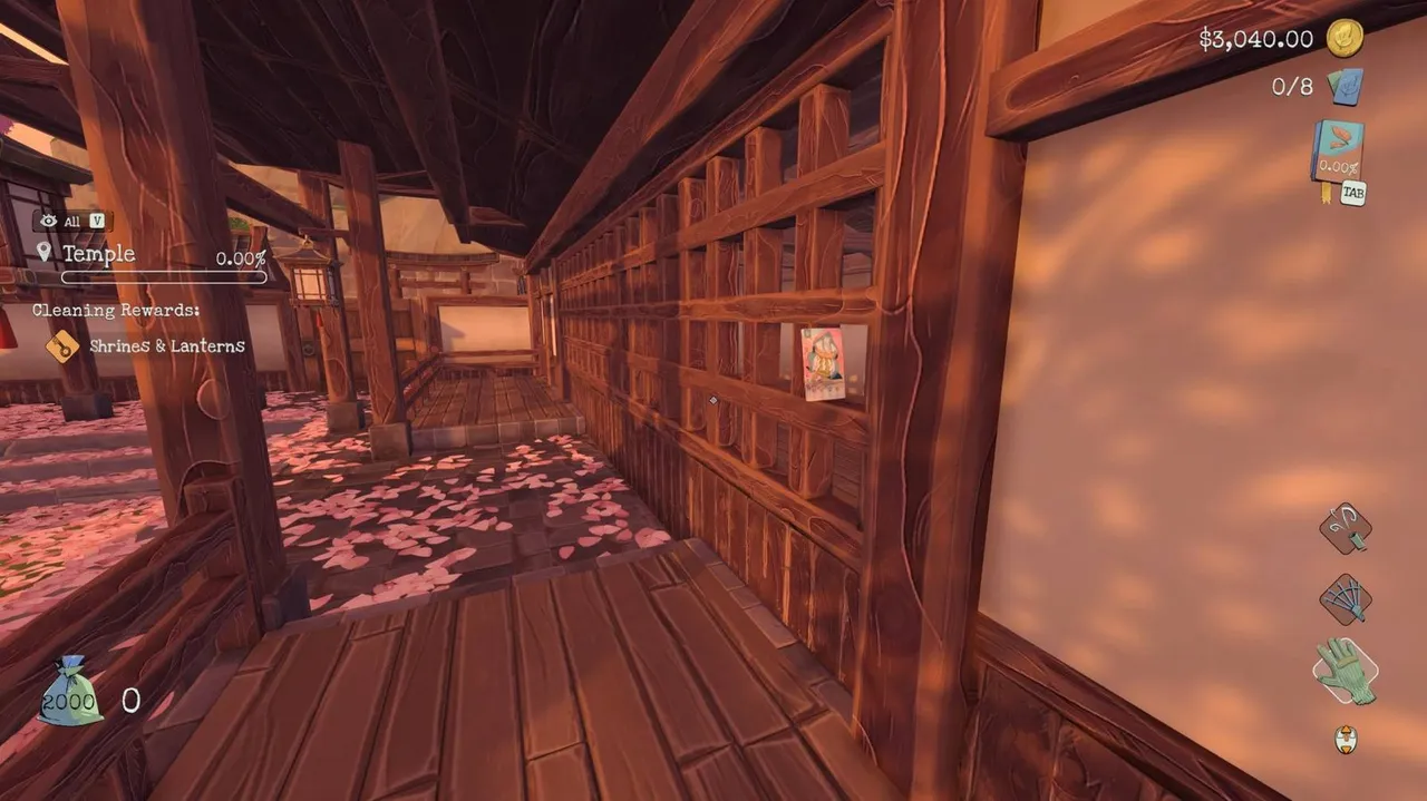 Image description: the second Sakura card's location on the railing inside the Temple.