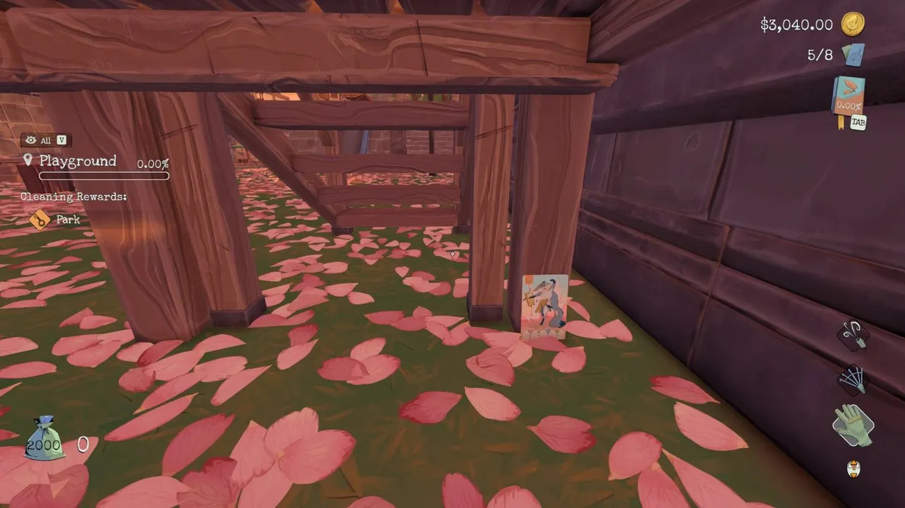 Image description: the fifth Sakura card's location under the stairs in the Playground.