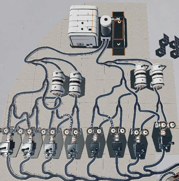 Moon Sweepers full-size factory connected to a garage output.