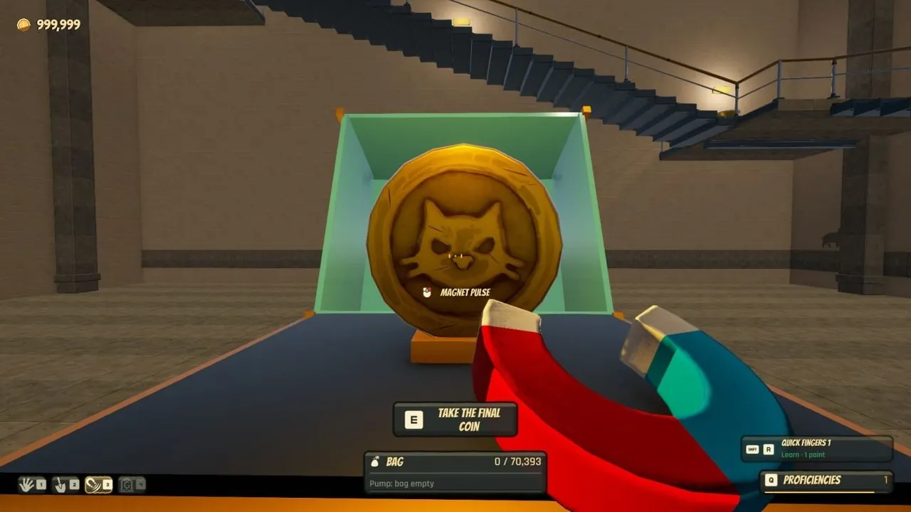 one million coins gameplay showing the upgrade menu and magnet items