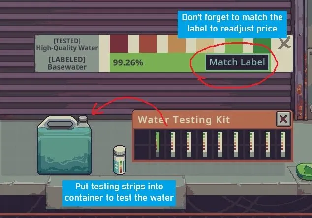 Probably Stolen testing water purity with testing strips in a container