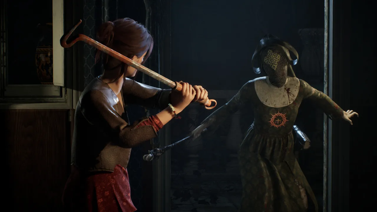 Remothered: Red Nun's Legacy Your journey begins right after a tense conversation with Angelo where you need to breach the estate grounds. The main door is securely locked, so you must search your immediate surroundings for a way around. Detail Info Location Estate Exterior Required Item Vase Key Objective Reach Mansion Courtyard Check the Vase : Walk to the left side south of the locked door and search the vase to grab the key. Unlock the Door : Use the key on the main entrance to access the mansion courtyard. Crouch and Proceed : Head left from the courtyard path and squeeze through the ventilation shaft to trigger the next sequence. screenshot