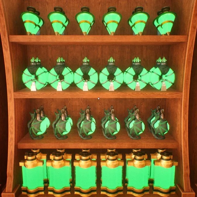 witchs cabin cleanup cabinet three potion placement order list